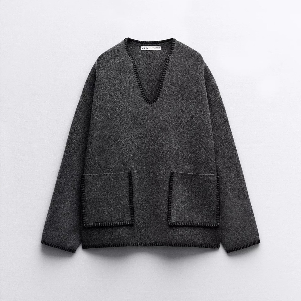 Zara women’s Charcoal V-Neck Sweater